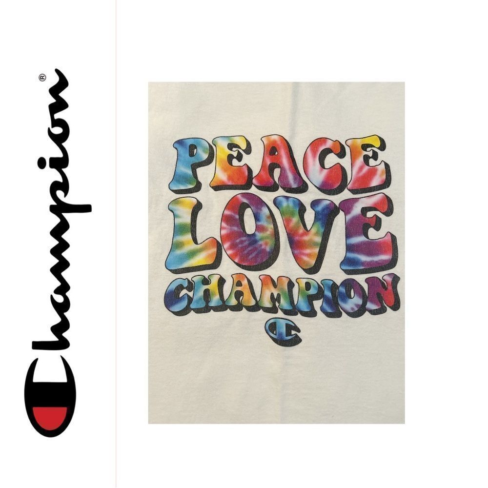 Champion Men’s “Peace Love Champion” Tie Dye Short Sleeve Tee Shirt - Size L‎ - Picture 2 of 3